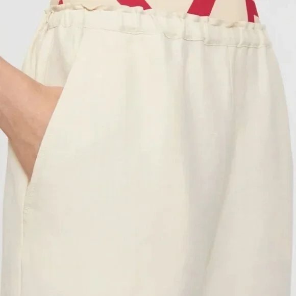 TOTEME Stretch Linen Wide-Leg Slacks Trousers in Cava Beige Size EU 34 US 2